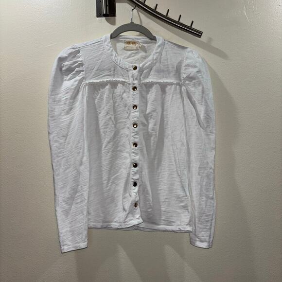 Nation LTD Juniper Femme Collarless Snap Tee Optic White, Sz XS - Picture 7 of 15